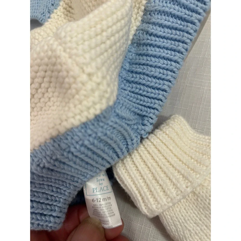 The Children's Place Beanie Bootie Set 6-12M Blue White Puppy Dog Baby Kids
